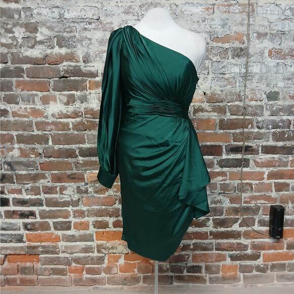 Mac Duggal Ieena Formal Cocktail Dress Women's 4 Green Wedding Party Night Out - Picture 5 of 12